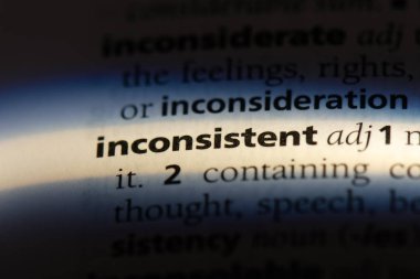 bir sözlüğü'ndeki tutarsız sözcüğü. tutarsız kavramı.