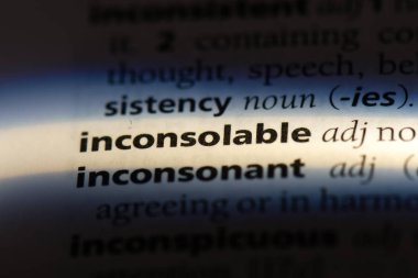 bir sözlüğü'ndeki inconsolable sözcüğü. inconsolable kavramı.