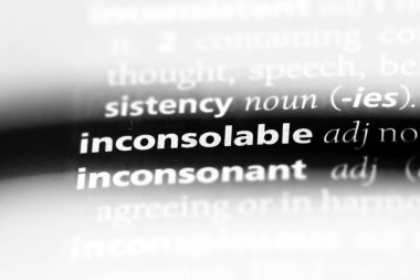 bir sözlüğü'ndeki inconsolable sözcüğü. inconsolable kavramı.