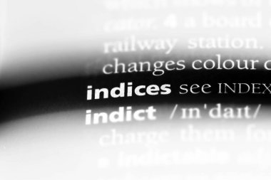 bir sözlüğü'ndeki endeksleri sözcüğü. endeksleri kavramı.