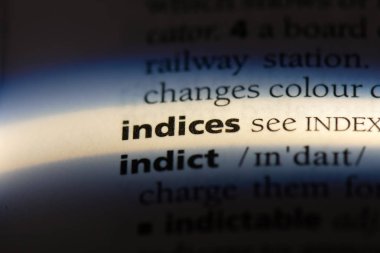 bir sözlüğü'ndeki endeksleri sözcüğü. endeksleri kavramı.