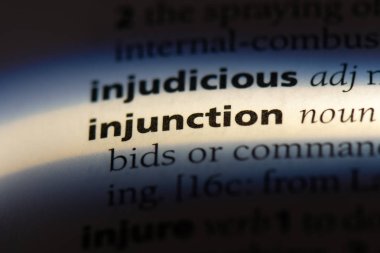 injunction word in a dictionary. injunction concept. clipart