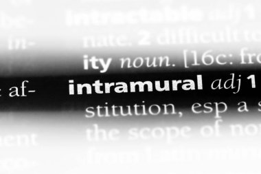 bir sözlüğü'ndeki intramural sözcüğü. intramural kavramı.