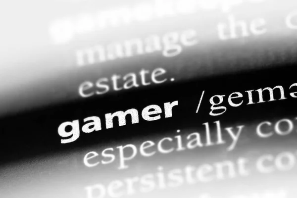 Gamer Ordet Ordbok Gamer Koncept — Stockfoto