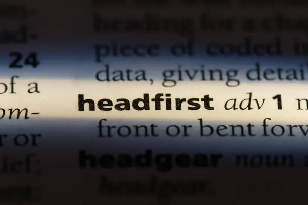 Headfirst Word Dictionary Headfirst Concept — Stock Photo, Image