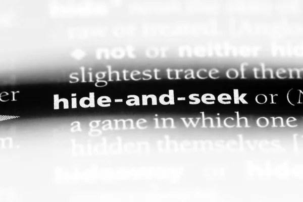 hide and seek word in a dictionary. hide and seek concept.