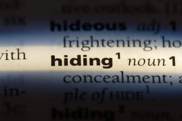Wort Einem Wörterbuch Verstecken Versteckkonzept — Stockfoto
