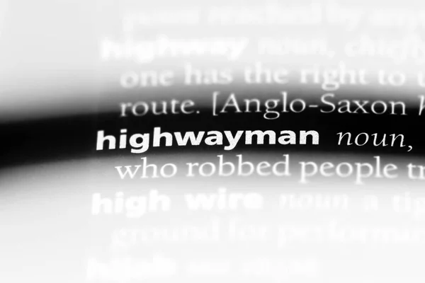 Highwayman Słowo Słowniku Highwayman Koncepcja — Zdjęcie stockowe