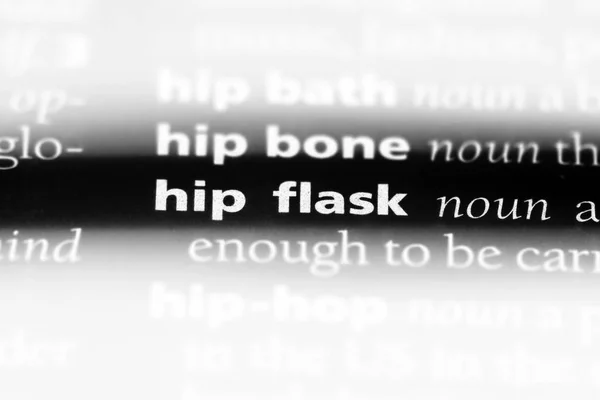 hip flask word in a dictionary. hip flask concept.
