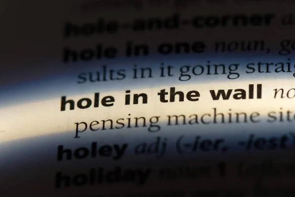 在字典里的墙上的字洞 墙上的洞概念 — 图库照片