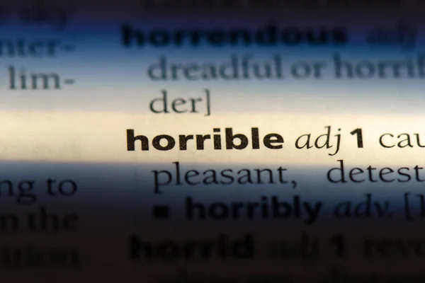 Palavra Horrível Dicionário Conceito Horrível — Fotografia de Stock