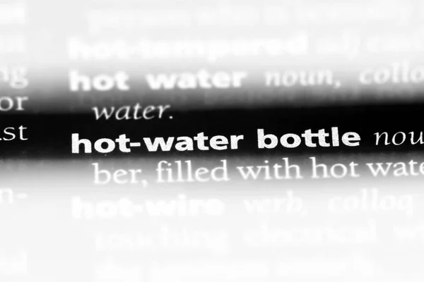 hot water bottle word in a dictionary. hot water bottle concept.