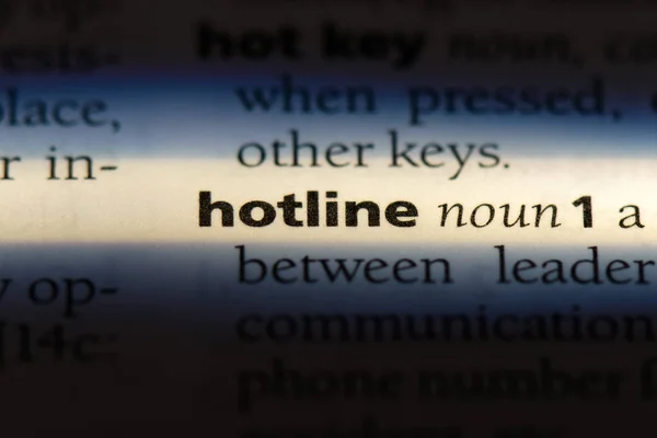 Hotline Woord Een Woordenboek Hotline Concept — Stockfoto