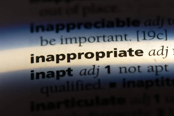 Inappropriate Word Dictionary Inappropriate Concept — Stock Photo, Image