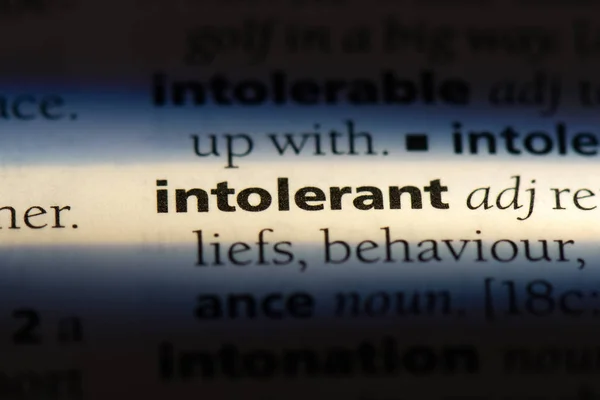 Intolerant Word Dictionary Intolerant Concept — Stock Photo, Image