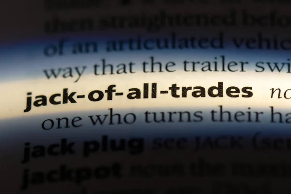 Jack All Trades Word Dictionary Джек Trades Концепция — стоковое фото