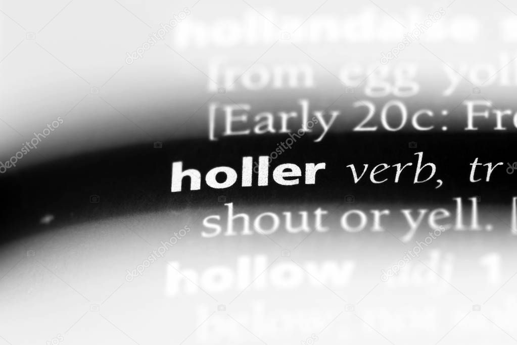 holler word in a dictionary. holler concept.