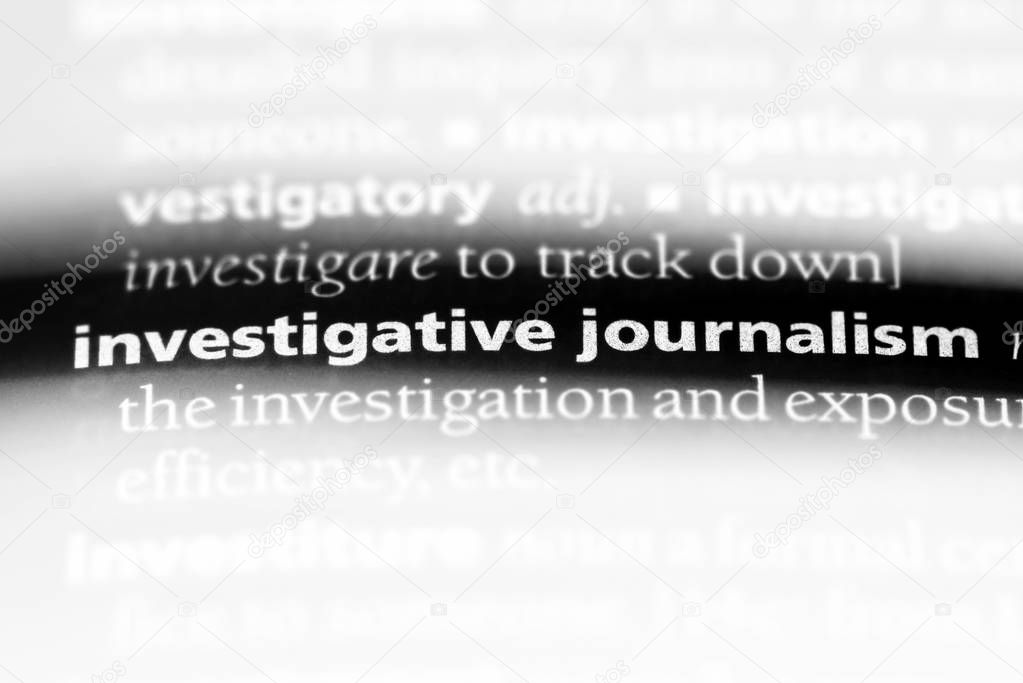 investigative journalism word in a dictionary. investigative journalism concept.