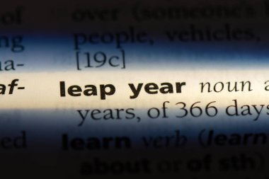 Artık yıl Word'de bir sözlük. atılım yılı konsept.