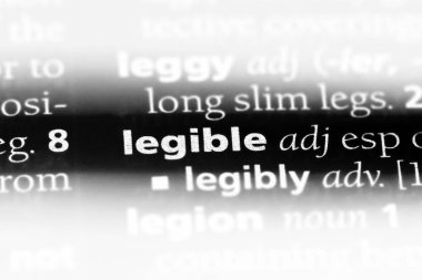 bir sözlüğü'ndeki okunaklı sözcüğü. okunaklı kavramı.