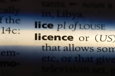 bir sözlüğü'ndeki lisans sözcüğü. ruhsat kavramı.