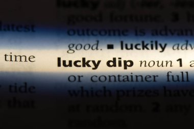 Lucky dip Word'de bir sözlük. Lucky dip kavramı.