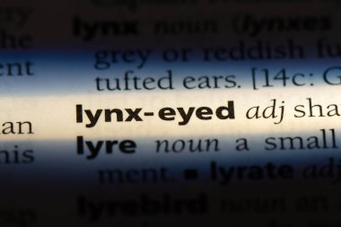 bir sözlüğü'ndeki gözlü lynx sözcüğü. lynx gözlü kavramı.