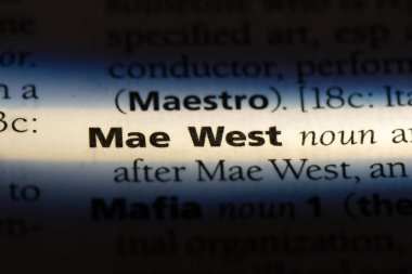 Mae West Word'de bir sözlük. Mae West konsept.