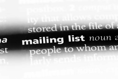 e-posta listesi Word'de bir sözlük. e-posta listesi kavramı.