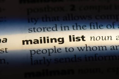 e-posta listesi Word'de bir sözlük. e-posta listesi kavramı.