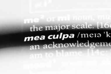 mea culpa word in a dictionary. mea culpa concept. clipart