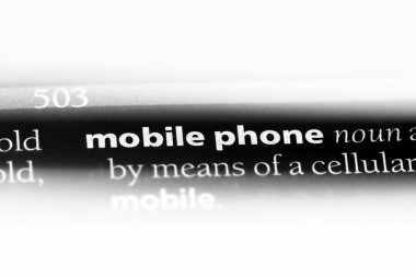 cep telefonu Word'de bir sözlük. cep telefonu konsepti.