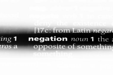 olumsuzlama Word'de bir sözlük. olumsuzluk kavramı.