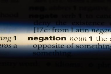 olumsuzlama Word'de bir sözlük. olumsuzluk kavramı.