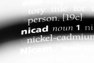 bir sözlüğü'ndeki NiCad sözcüğü. NiCad kavramı.