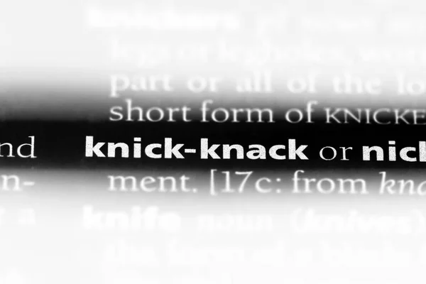 knick knack word in a dictionary. knick knack concept.