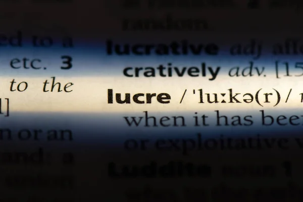 Lucre Word Dictionary Lucre Concept — Stock Photo, Image
