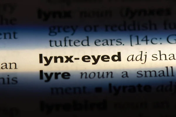 stock image lynx eyed word in a dictionary. lynx eyed concept.