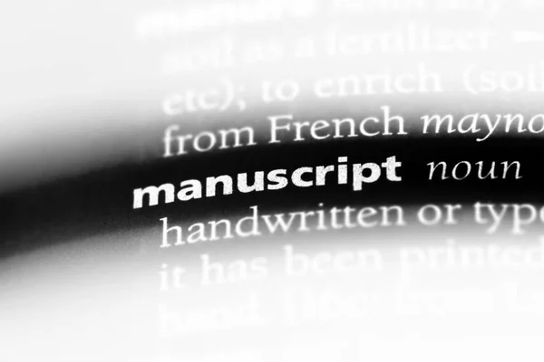 Manuscript Woord Een Woordenboek Manuscript Concept — Stockfoto