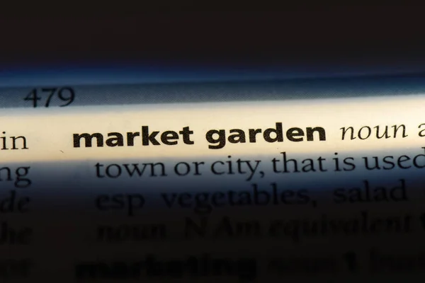 market garden word in a dictionary. market garden concept.