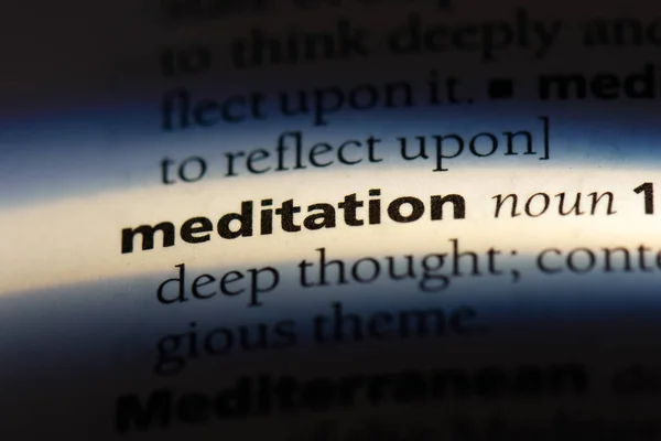 Medytacja Słowa Słowniku Koncepcja Medytacja — Zdjęcie stockowe