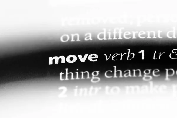 Μετακίνηση Λέξη Ένα Λεξικό Μετακινήστε Την Έννοια — Φωτογραφία Αρχείου
