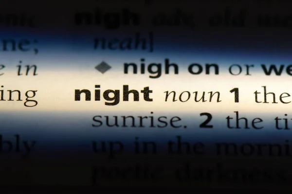 Night Word Dictionary Night Concept — Stock Photo, Image