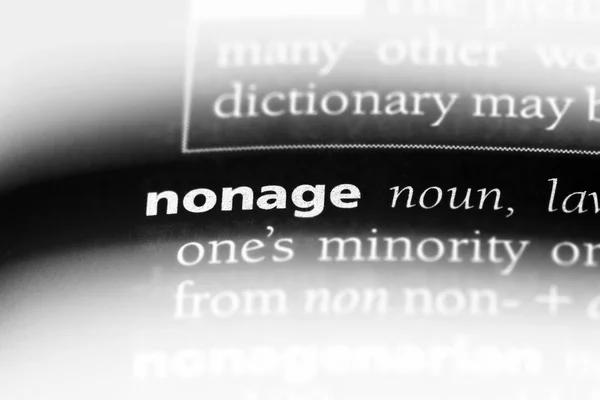 Nonage Word Dictionary Nonage Concept — Stock Photo, Image