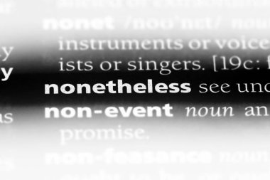 Yine de bir sözlükte kelime. Yine de kavramı.