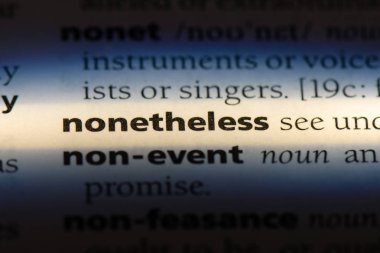 Yine de bir sözlükte kelime. Yine de kavramı.