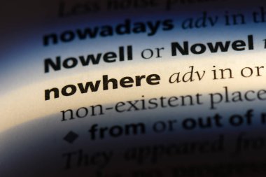 hiçbir yerde tek kelimeyle bir sözlük. hiçbir yerde kavramı.