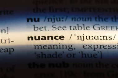 nüans Word'de bir sözlük. nüans kavramı.