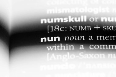 Rahibe Word'de bir sözlük. Rahibe kavramı.