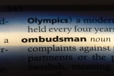 ombudsman word in a dictionary. ombudsman concept. clipart